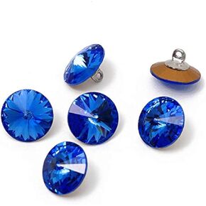 6-pcs 12mm Austria Crystal 1122 Rivoli Button with Shank, SW-1122BT (Sapphire)