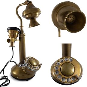 Vintage Western Telephone Brass Candlestick Corded Rotary Dial Phone Victorian Old Look Retro Home Decor