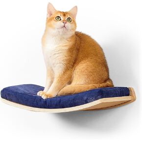 Cat Wall Shelves,Wall Mounted Cat Wall Furniture,Curved Cat Shelves and Perches for Wall,Floating Cat Wall Bed Cat Shelf with Comfortable Cat Cushion