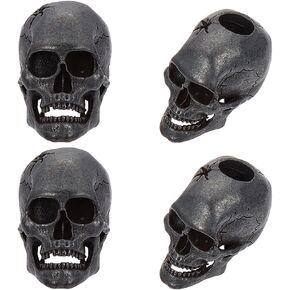 OLYCRAFT 4Pcs Skull Paracord Beads Brass European Beads Large Hole Beads 6mm Hole Paracord Beads Gunmetal Skeleton Beads DIY Jewelry Charms Accessories for Bracelet Necklace Jewelry Making