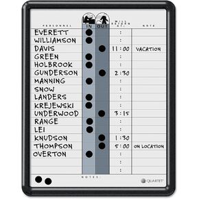 Quartet 750 Magnetic In/Out Board, 18 Name Cap, 11-Inch x14-Inch, White/Black