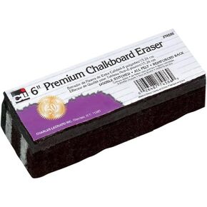 Charles Leonard Premium Felt Chalkboard Eraser, 6 x 2 x 1.25 Inches, Black/White, 12-Pack (74586)