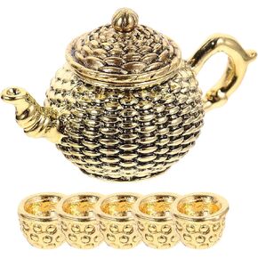 Toyvian 6pcs Set Simulated Tea Cup Decoration Kids Suit Miniature Toys Kids Dinnerware Sets Tea Kettle Mini Teapot Miniature Metal Teapot Mini Teapot Set Miniature Ornament