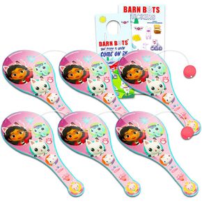 DreamWorks Gabby's Dollhouse Paddle Ball Party Favors - Bundle with 6 Gabby's Dollhouse Paddle Ball Games Plus Stickers for Kids, Toddlers | Gabby's Dollhouse Party Supplies