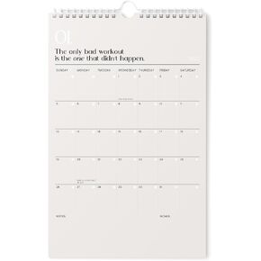 Karto Fitness Motivation Wall Calendar 2025-17x11 inch Runs Until June 2026 - Boost Your Productivity and Easy Planning with the Aesthetic Motivational Calendar - Fitness Beige