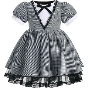 IBTOM CASTLE Kids Girls Halloween Mesh Dress Puffy Sleeve Tulle Spider Web Dress Halloween Costume Silver Dress Up