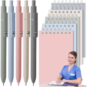 Frienda 10 Pcs Christmas Nurse Essentials for Work Include 5 Pcs Aesthetic Gel Pens and 5 Pcs 3 x 5 Inch Pocket Spiral Notebooks with Lined Page for Nurse Gifts