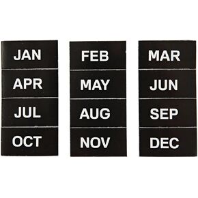 MasterVision Interchangeable Magnetic Board Accessories, Months of Year, Black/White, 2" x 1", 12 Pieces
