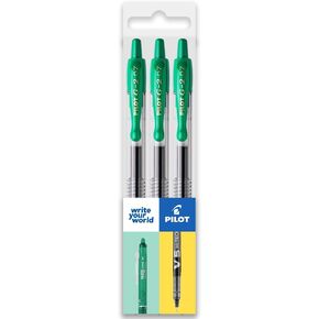 Pilot G-2 Retractable Gel Ink Rollerball Pens - 0.7mm Nib Tip - Pillow Pack Set of 3 - Green Ink