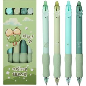 Erasable Gel Pens, 4pcs 0.5mm Soft Grip Retractable Fine Point Pen Smooth Writing Pens with Eraser Clear for Men Women School Office Home Supplies(black)
