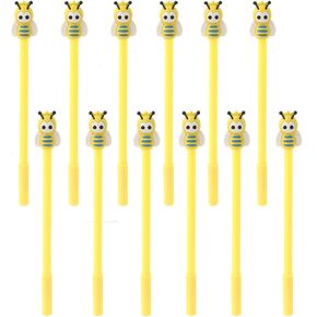 YYaaloa 12pcs bees shape Gel Ink Writing Pens 0.5 mm Black Ink Fun Kawaii Pens Bulk for Kids Office School Supplies (bees shape 12pcs)