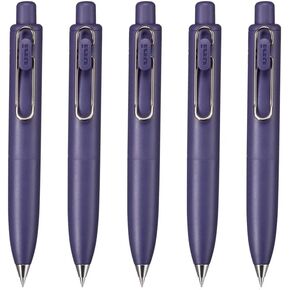 Uni-Ball One P Gel Ink Ballpoint Pen, 0.5mm Fine Point, Black Ink, Grape (Purple) Body, UMNSP05.63, Pack of 5