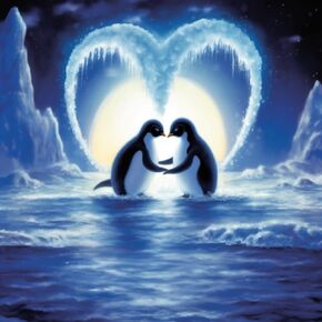 Heart Kiss Penguins Diamond Painting - PigBoss 5D Full Diamond Painting by Numbers - Kiss Penguins Crystal Diamond Dots Kits Art Decor Gift for Adults (11.8 x 11.8 inches)
