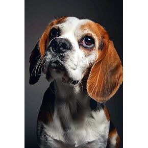 5D Diamond Art Painting by Number Kits Beagle Dog Round Diamond Art Full Drill Embroidery Crystal Cross Stitch for Wall Decoration(30x40cm)