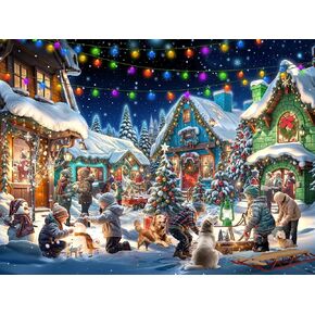 Christmas Town Jigsaw Puzzle 550 Piece by Vermont Christmas Company - Large Pieces - Fully Interlocking & Randomly Shaped Pieces - 24" x 18"