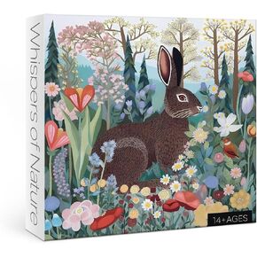 Flower Bunny Rabbit Puzzle for Adult 1000 Piece, Colorful Art Puzzle for Adults Painting, Plant Garden Animal Jigsaw Puzzle