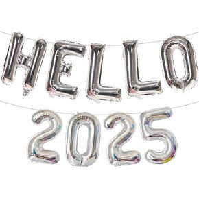 32 Inch Giant Gold Hello 2025 Number Balloon, 2025 New Years Decorations for 2025 Happy New Year Eve Christmas and Graduations Party Supplies