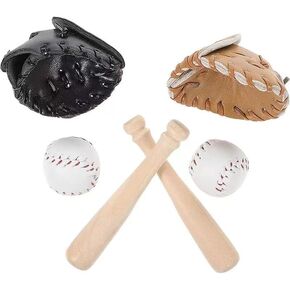 1 Sets Black of 1/12 Miniature Baseball Set Bat Glove and Ball Baseball Cake Decorations, Baseball Bat and Ball Set Miniature Sports Set Doll House for Desktop Decor Dollhouse Accessories