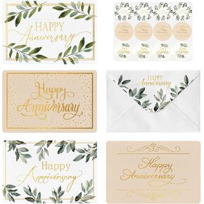 Artoid Mode 36 Pack Eucalyptus Happy Anniversary Thank You Cards Greeting Cards Gift With Envelope Sticker Blank Note Cards for Birthday Wedding Baby Shower Bridal Shower, 4 x 6 Inch