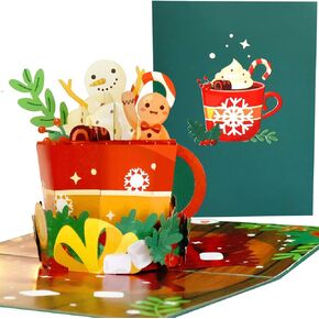 Christmas Pop Up Cards, Handmade Popup Christmas Cards with envelopes for anyone, Winter Birthday 3D Pop Up Card, Xmas card for Him or Her