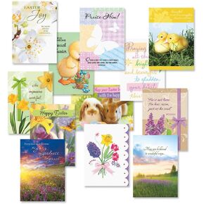 Current Deluxe Die Cut Easter Egg Value Greeting Card Set - Value Pack of 8 Cards for Kids & Adults With White Envelopes, 4 Design Prints, Large 5" x 7" Greetings