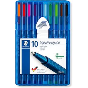 STAEDTLER 437 XBSB10 Triplus Ballpoint Pen - Multi-Colour (Pack of 10)
