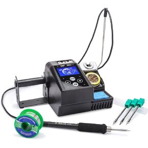 WEP 982 II Precision Soldering Station Kit with 3 C245 compatible Soldering Iron Tip Cartridge, Lead-Free Solder Wire, 4 Memory Channels, Tip Change Groove, Integrated Cleaning Tools