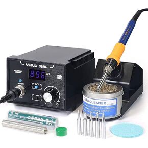 YIHUA 939D+ I Soldering Station, Upgraded, 75 Watt Equivalent with 3 Memories, °C/°F LCD display, Sleep Function, Automatic Shutdown & Brushed Aluminum Panel(Iron-burn Resistant)