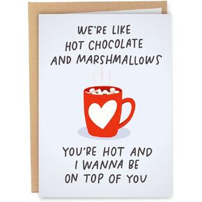 Sleazy Greetings Funny Birthday Card For Boyfriend | Anniversary Cards For Husband | Funny Valentine's Day Card | Naughty Card For Him Her | Hot Chocolate and Marshmallows Card