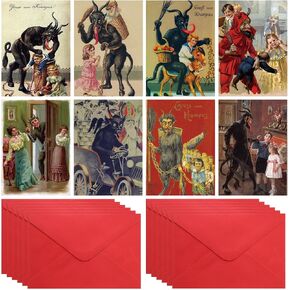 24 Sets Christmas Krampus Holiday Cards with Envelopes 5 x 7 Inch Krampus Christmas Cards Bulk Krampus Postcards Greeting Cards Christmas Cards Krampus Anti Santa Goth Horror Xmas Card