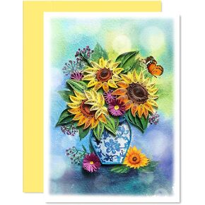 KingKraft Birthday Card for Women, Happy Birthday Card for Mom, Sister, Daughter, Sunflower Quilling Card, Anniversary Card for Wife, Thinking of You, Valentines Day Card, Mothers Day Card