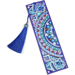 DIY Bookmark,VETPW 5D Diamond Art Painting Bookmark,Paint by Numbers Kit for Gift Making,Diamond Tassel Leather Bookmark for Adult Beginner-Mandala