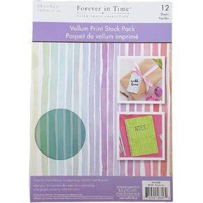 Forever in Time Paper Craft Scrapbook Vellum Print Stack Pack - Technicolor -12 Sheets