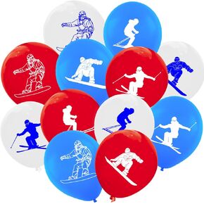 50PCS Skiing Latex Balloons Party Decorations-Sports Theme Party Supplies Snowboard/Skier Birthday Baby Shower Wedding Party Favors