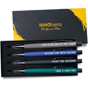 InnoBeta Cabin Gifts Ballpoint Pen Set of 4, Gifts for Cabin Lovers on Birthday and Christmas