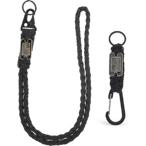 Lurrose Heavy Duty Lanyard, 2Pcs Parachute Rope Necklace Keychains, Braided Strong Lanyard for Outdoor Activities Camera Traveling