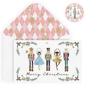 Artoid Mode 24 Pack Merry Christmas Thank You Cards Holly Nutcrackers Greeting Cards Gift With Envelope Sticker Blank Note Cards for Birthday Wedding Baby Shower Bridal Shower, 4 x 6 Inch