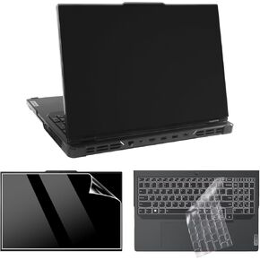4-in-1 Laptop Case Set for 2024 Legion Pro 5 16IRX9/16ARX8/16IRX8 Protective Cover Legion Pro 5i Shell Set Shookproof Hard Case(Frosted Black)+Screen Flim+Keyboard Cover