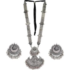 Siddhatva Antique Designer Indian Silver Oxidized Ethnic Traditional Gypsy Tribal Bohemian Tribal Afghani Choker Necklace Jewelry Women