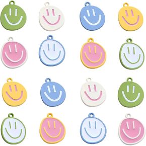 Colorful Smiley Face Charms Alloy Smile Face Pendants For Jewelry Making Bracelet Necklace Earring Keychain DIY Gifts 32 Pieces