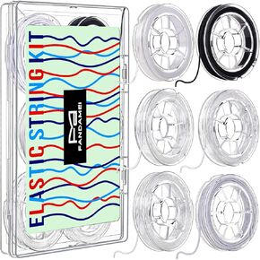 FANDAMEI Elastic String for Bracelets, 6PCS Elastic Bracelet String Cord, Clear Stretchy Elastic String for Beading, Stretch Bead Cord for Jewelry Making, Bracelet String Flat Cord, 6 Rolls
