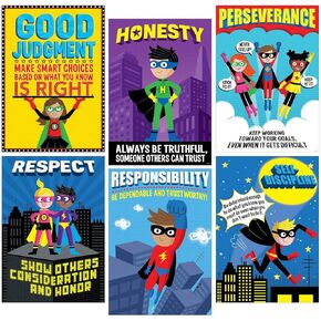 Creative Teaching Press CTP Superhero Character Education, Inspirational Posters, Six Pieces 5649-CK