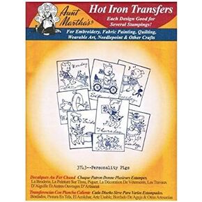 Personality Pigs Aunt Martha's Hot Iron Embroidery Transfer