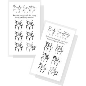 Lashicorn Body Sculpting Contouring Loyalty Punch Card | 50 Pack | Receive Punch for every session Business Card 2x3.5" Minimalist Bodice Matches Aftercare Cards