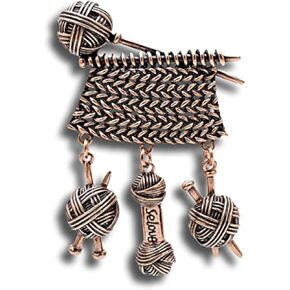 Bronze Vintage Knitting Yarn Needles Handmade Hobby Novelty Brooch Buttons Jewelry for Jackets Jeans Backpack Cloth Lapel Bag Gift for Handicraft Lovers Women Girl