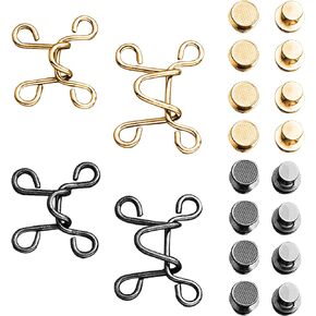 SourceTon 4 Sets Adjustable Nail Free Waist Buckles, Adjustable Waist Buckle Extender Jeans Extender, Pants Adjustable Jean Button (2 Sizes, Gold & Black)