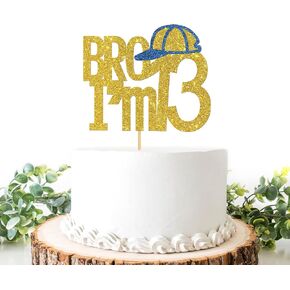 Bro I'm 13 Cake Topper, Level 13 Unlocked, Happy 13th Birthday Cake Decor for Boys, 13 Year Old Birthday Party Decorations Supplies Photo Booth Props