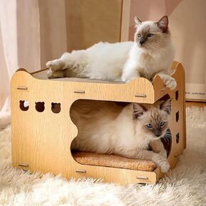 Cat Bed for Indoor, Cardboard Cat House, Large Cat Scratchers Lounge Bed