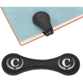 uxcell Personalized Magnetic Leather Bookmark, 26 Letters Bookmark Customized Initial Bookmarks Vintage Magnetic Book Marks Text Book Marker Clip for Book Lovers Teacher (Black/C)