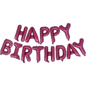 Burgundy Happy Birthday Balloons Banner, Wine Red Birthday Sign, Retro Red 16 Inch 3D Aluminum Foil Maroon Birthday Letter, Blush Birthday Bunting for Girls Women Men Birthday Decorations